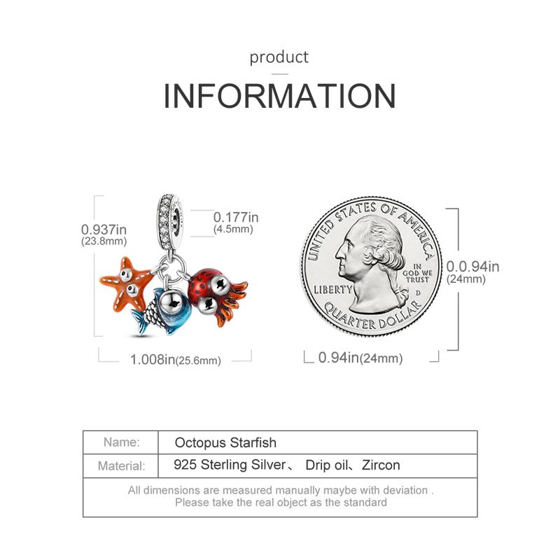 Медь Серия Океан Осьминог Морская звезда Морская рыба Подвески Бусины Подходят для браслетов 3 мм DIY Ювелирные изделия Мадам Подарок