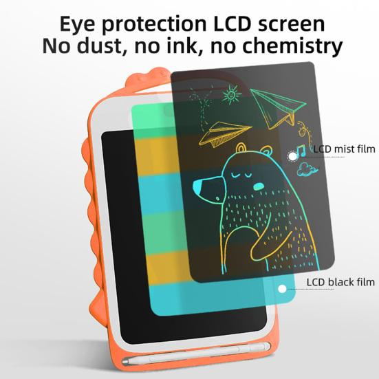 8,5-дюймовый ЖК-планшет для письма с карандашом, мультяшным динозавром, красочными рисунками, чувствительный к давлению, на батарейках, электронная графическая доска для рисования
