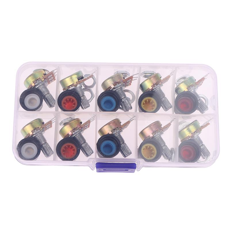 10 комплектов Wh148 рифленый вал 3 клеммы линейный конический поворотный потенциометр Ассортиментный комплект B1K 2K 5K 10K 20K 50K 100K 250K 500K 1M