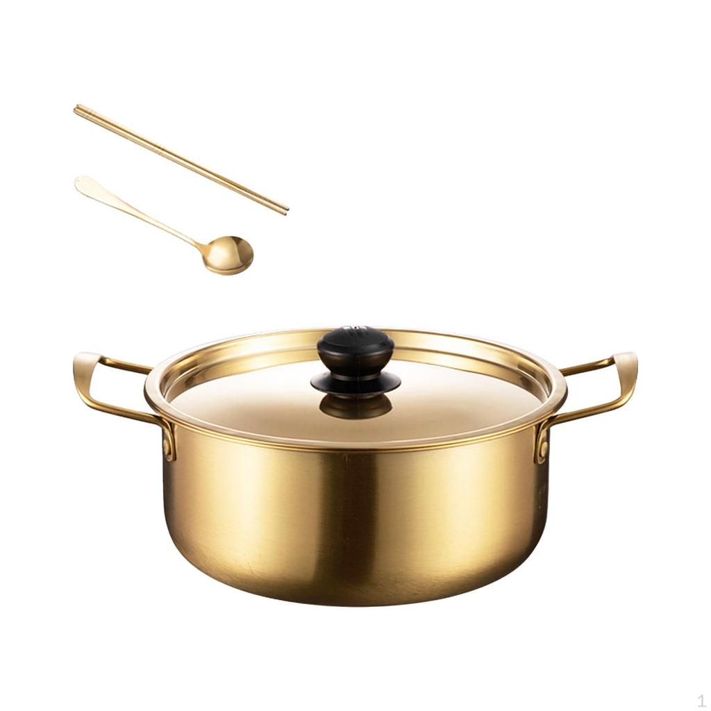 Korea Ramen Pot Cooking with Cover Multipurpose Spoon Chopsticks Instant Noodle Soup Ramyun