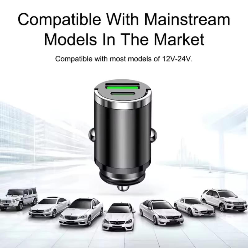 Mini 100W Invisible PD QC Pull Ring Fast Charging Car Charger USB C Car Phone Charger Adapter For iPhone Xiaomi Samsung Huawei