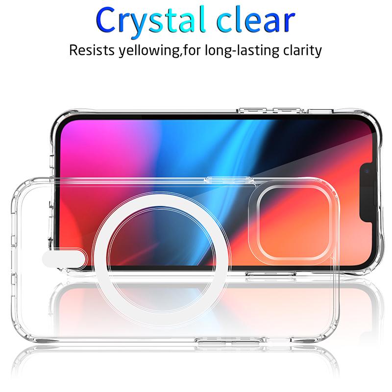 For iPhone 15 Plus Magnetic Case Compatible with Magsafe TPU+Acrylic Anti-drop Phone Cover
