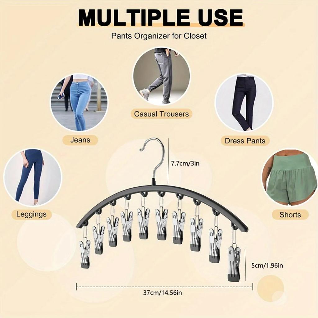 Legging Organizer for Closet, Pants Hangers with10 Clips Holds Space Saving Hanging Closet Organizer