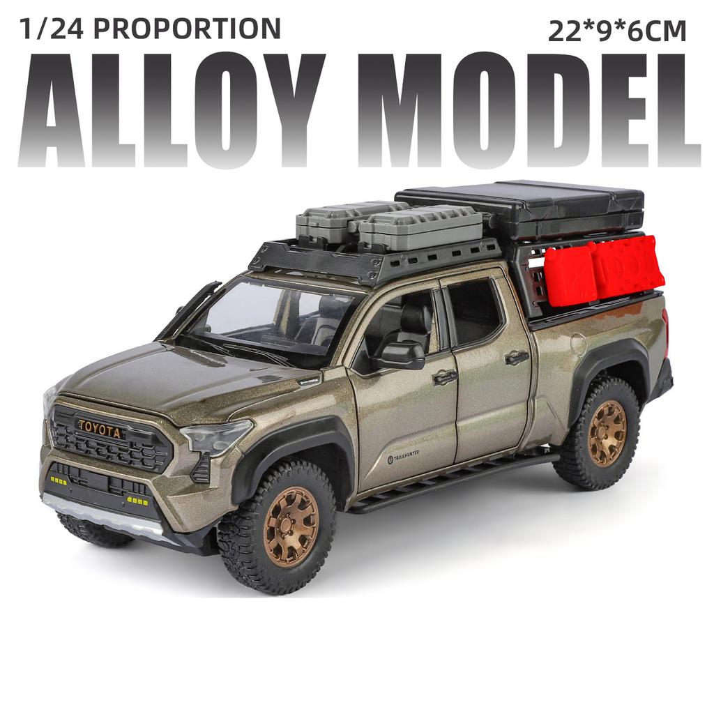 lqbn4 Travel Version 1/24 TOYOTA Tacoma Pickup Alloy Car Model Diecast Metal Off-Road Vehicles Car Model Sound and Light Kids Toy Gift