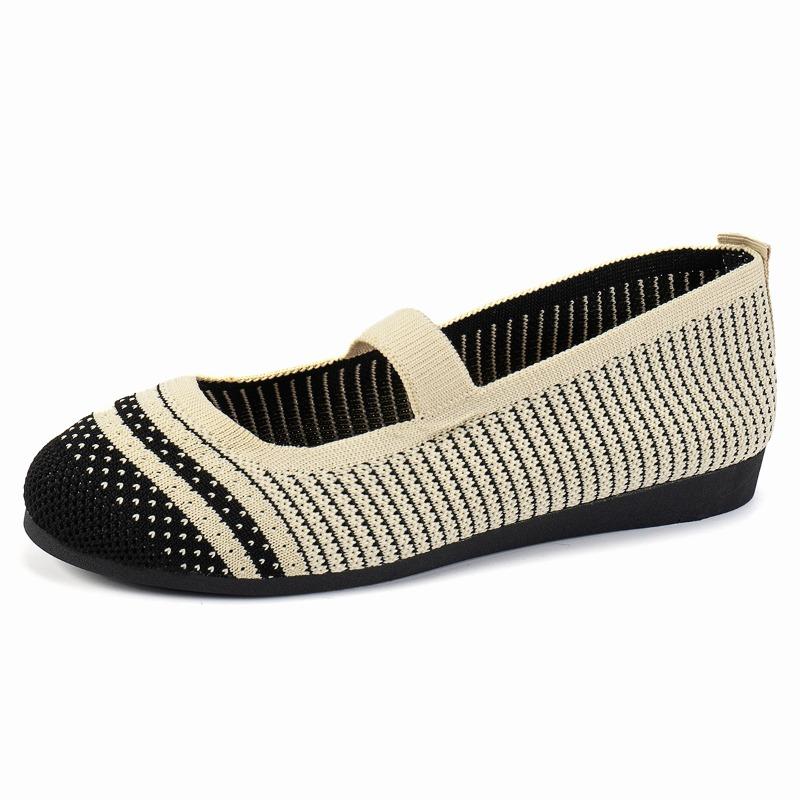 Летние новые женские туфли на плоской подошве 2024 года, модные дышащие и удобные туфли с круглым носком из сетки для женщин