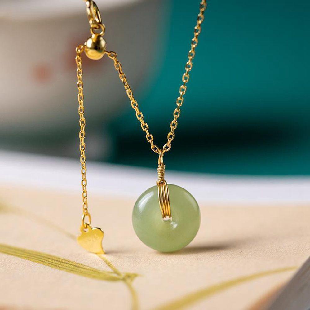 Bead Longevity Lock Necklace Korean Style Jewelry Female Necklace Clavicle Chain