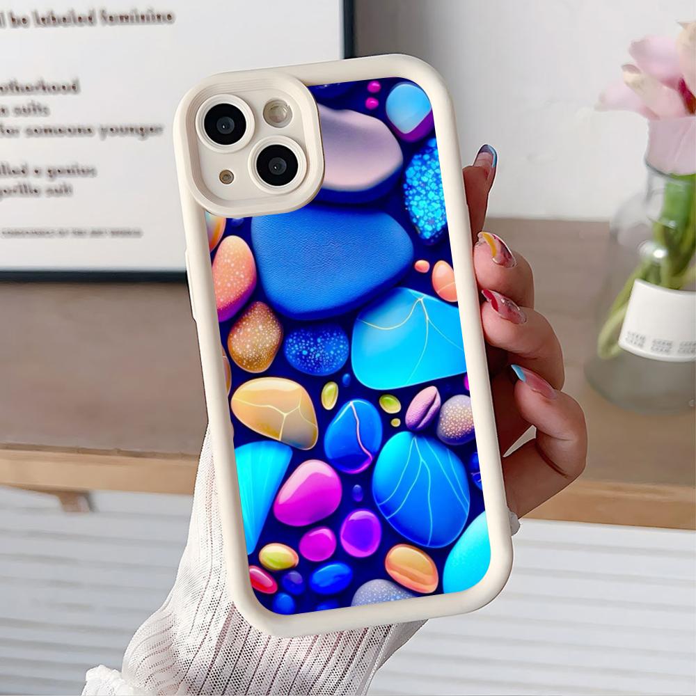 Aesthetic Stones Thicken TPU Mobile Phone Case for iPhone 17 16 15 14 13 12 11 Air Pro Max Plus Colorful Cover