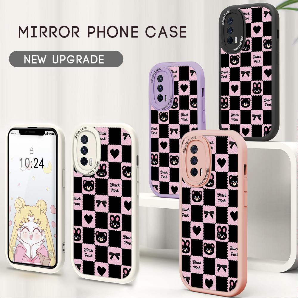 Решетчатый милый чехол для телефона из искусственной кожи с изображением медведя и кролика для iPhone 15 14 13 12 Pro Max Samsung Galaxy S23 Ultra S20 FE A52 Redmi Xiaomi POCO Мягкий чехол