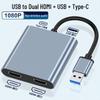 Адаптер USB-C на двойной HDMI с концентратором USB 3.0, поддерживает независимое отображение на трех экранах для графических карт M1/M2