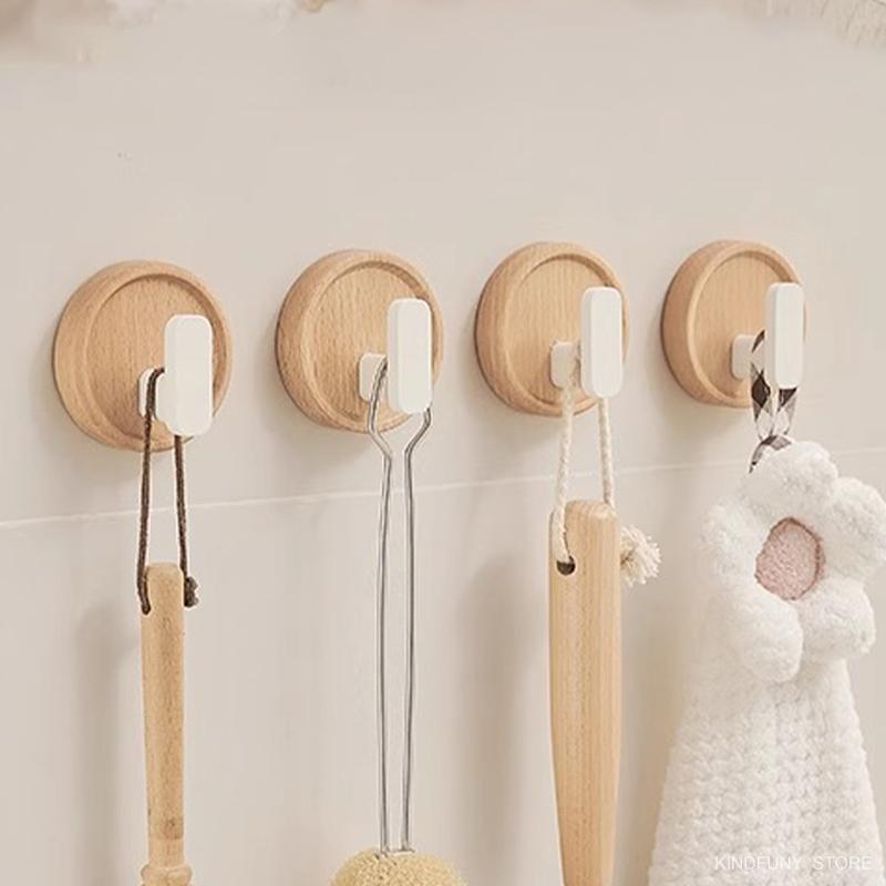 Новые деревянные декоративные крючки, круглые настенные крючки для хранения одежды, ключей, полотенец, крючки для ванной комнаты, кухонные принадлежности, организация