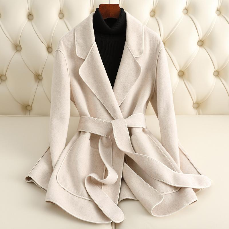Autumn and Winter New Double-sided Cashmere Coat Women's Short Short 100% Wool Coat Women's High-end Coat