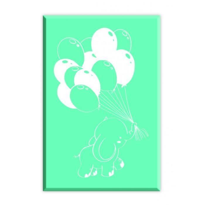 Tampon bois - Aladine - Ballon Eléphant - 6 cm x 4 cm - Couleur menthe - Scrapbooking