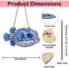 Ocean Theme Striped Puffer Fish Wall Decor Nautical Wooden Hanging Sign with Hemp Rope Decorative Beach Pendant for Beach House