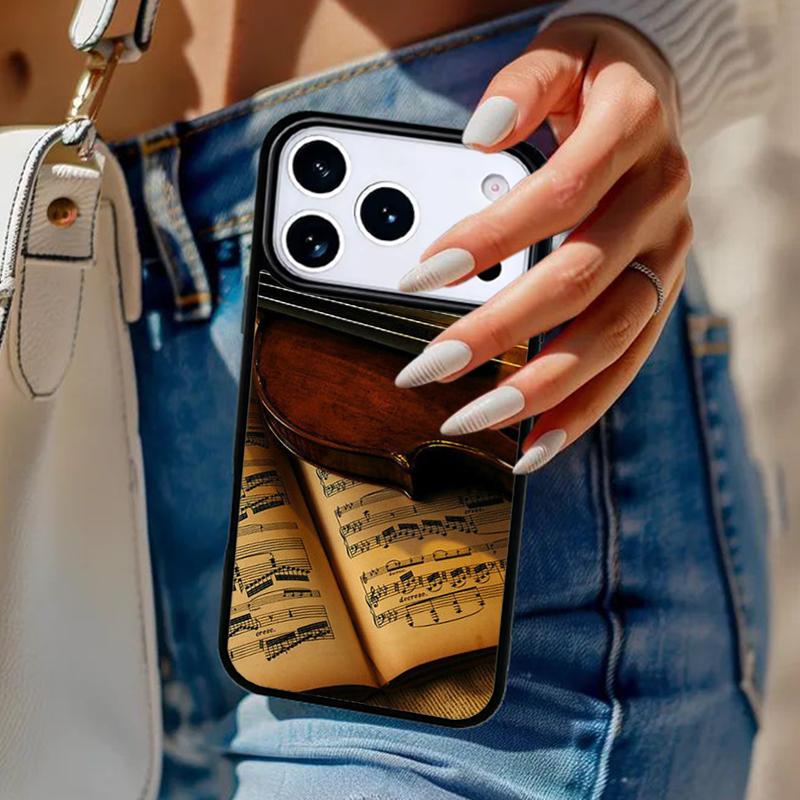Музыкальные ноты Скрипка Классический мягкий Чехол для телефона Для iPhone 17 Air 14 15 13 12 Max Чехол Для Apple 16e 11 Pro Max Plus Coque