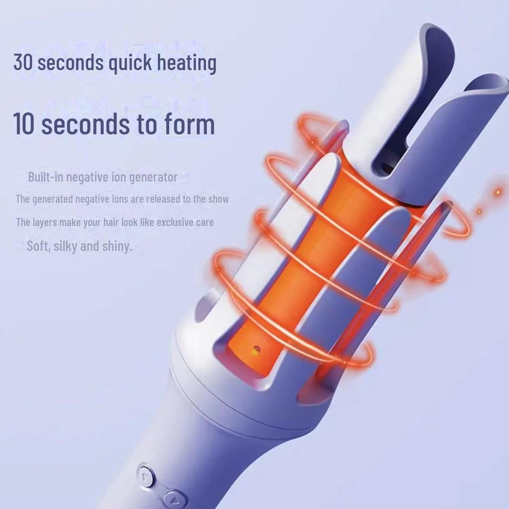 32mm Automatic Curling Iron: Gentle on Hair, Creates Big Waves, Ideal for Home Use, Orange