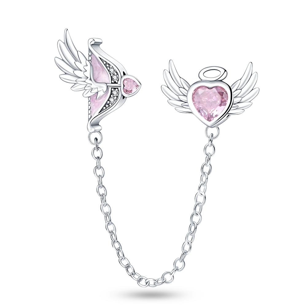Spacer Clip Charms Safety Chain 925 Silver love Daisy Heart Charms Fit 4MM hole diamete Bracelet Jewelry DIY Gift