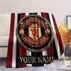 Custom Name Manchester United Flannel Blanket, High quality Comfortable for All Seasons, Home Decor, Warmth and Comfort