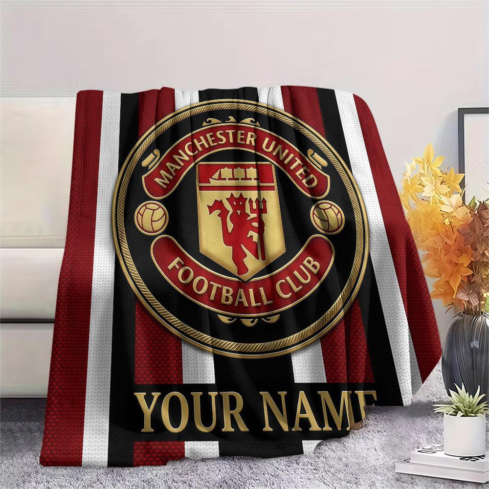 Custom Name Manchester United Flannel Blanket, High quality Comfortable for All Seasons, Home Decor, Warmth and Comfort
