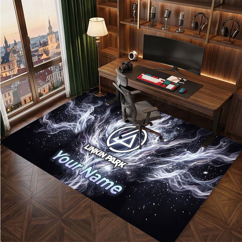Linkin Park Personalized Crystal Velvet Carpet, Customized Name Text Soft Anti‑Slip Rug for Living Room Bedroom
