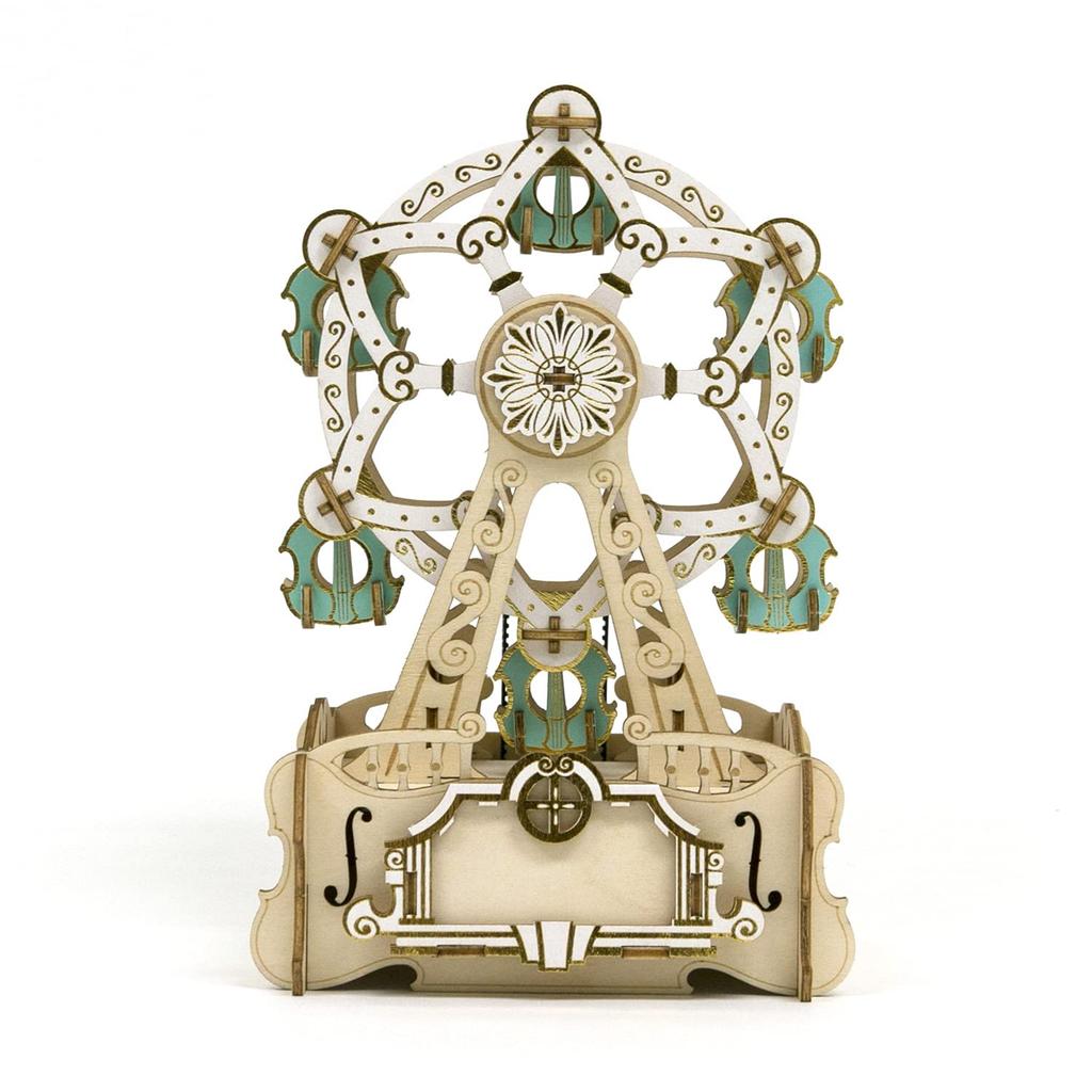 Музыкальная шкатулка Колесо обозрения Деревянная 3D-головоломка Набор для творчества «Сделай сам», которым могут наслаждаться дети младшего школьного возраста и взрослые Образовательная игрушка для мальчиков и