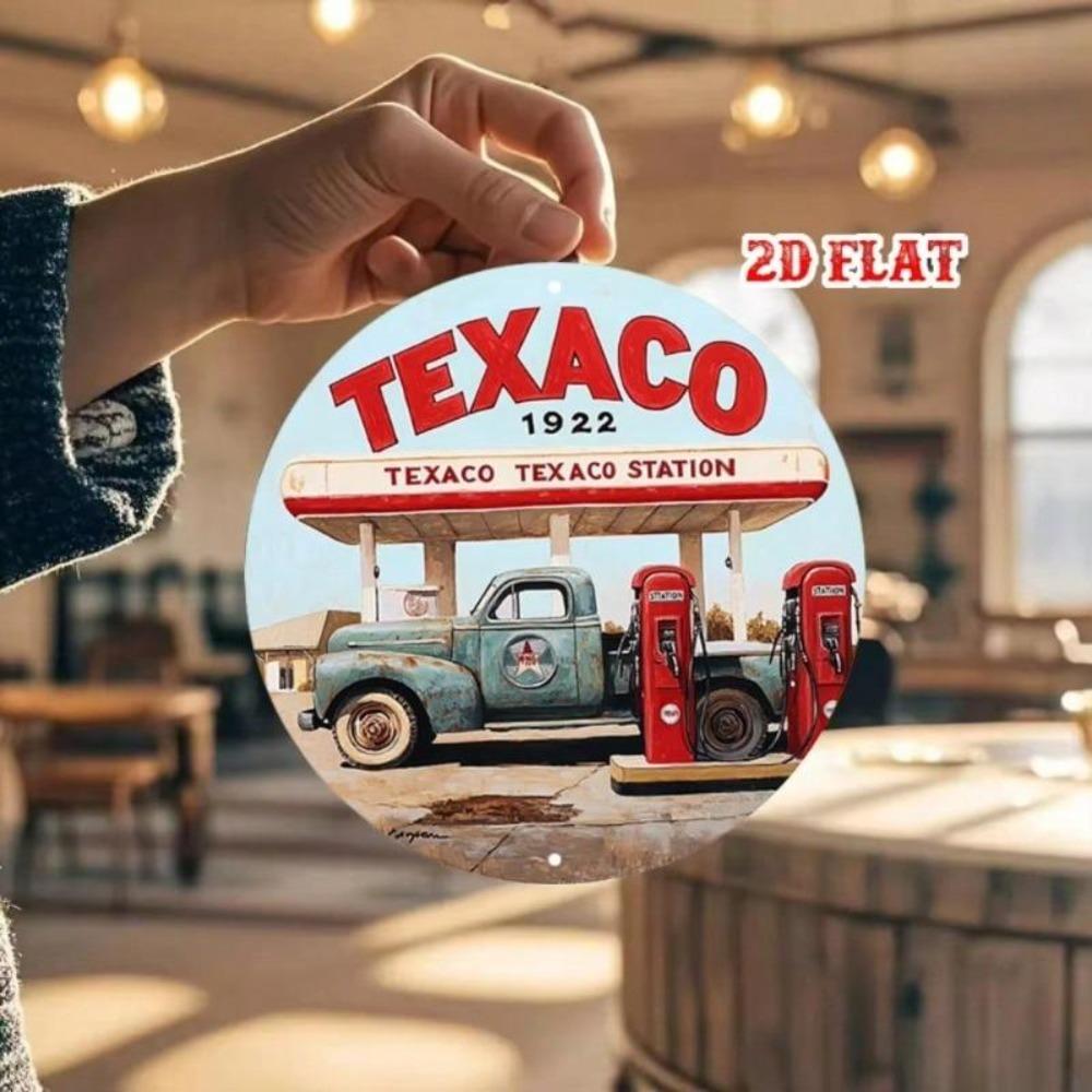 Винтажная металлическая жестяная вывеска Texaco Retro Грузовик Настенный Декор 7,87 Дюйма Круглая