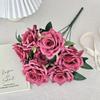 Retro 7-Head Artificial Rose Bouquet for Home and Wedding Decor