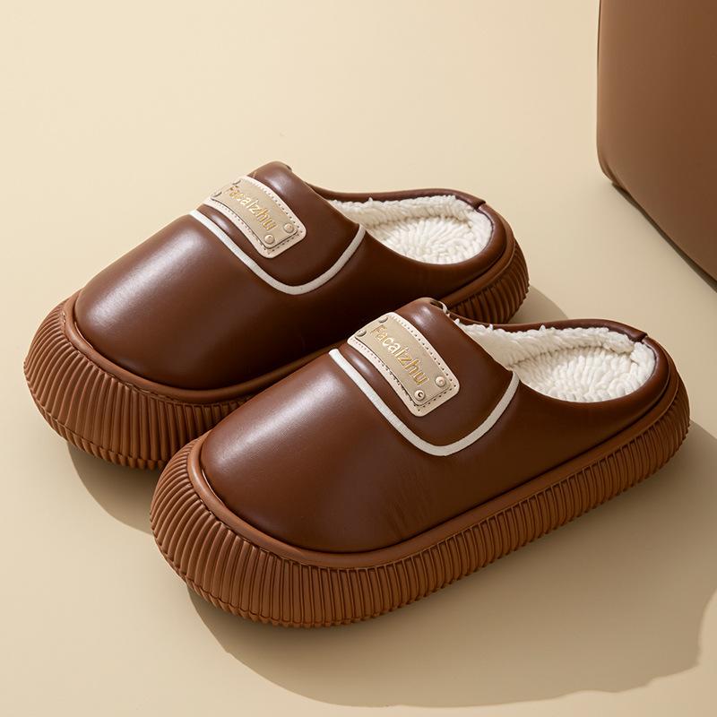 Waterproof Down Cotton Slippers Indoor Home Non-slip Thick Bottom Piled Thickened Outer Wear Warm Airtight Cotton Mop