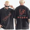 Стирка Винтажная Футболка Рок-группа Korn Follow The Leader Т-Ш