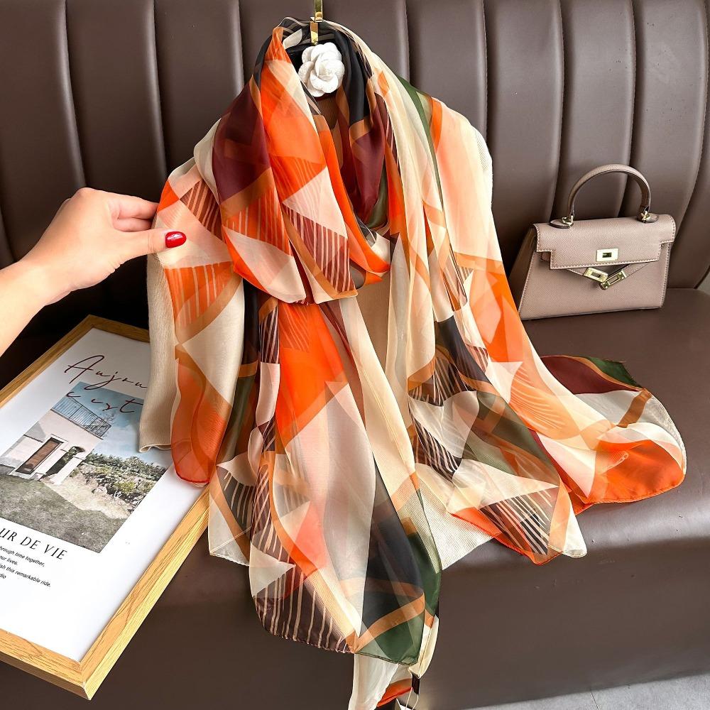 Elegant Women Hijab Shawls Luxury Wraps Long Thin Silk Scarf  Autumn