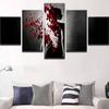 5 Panels Petals Woman Figure Canvas Painting Modern Posters and Prints Wall Pictures for Living Room Home Decor No Frame
