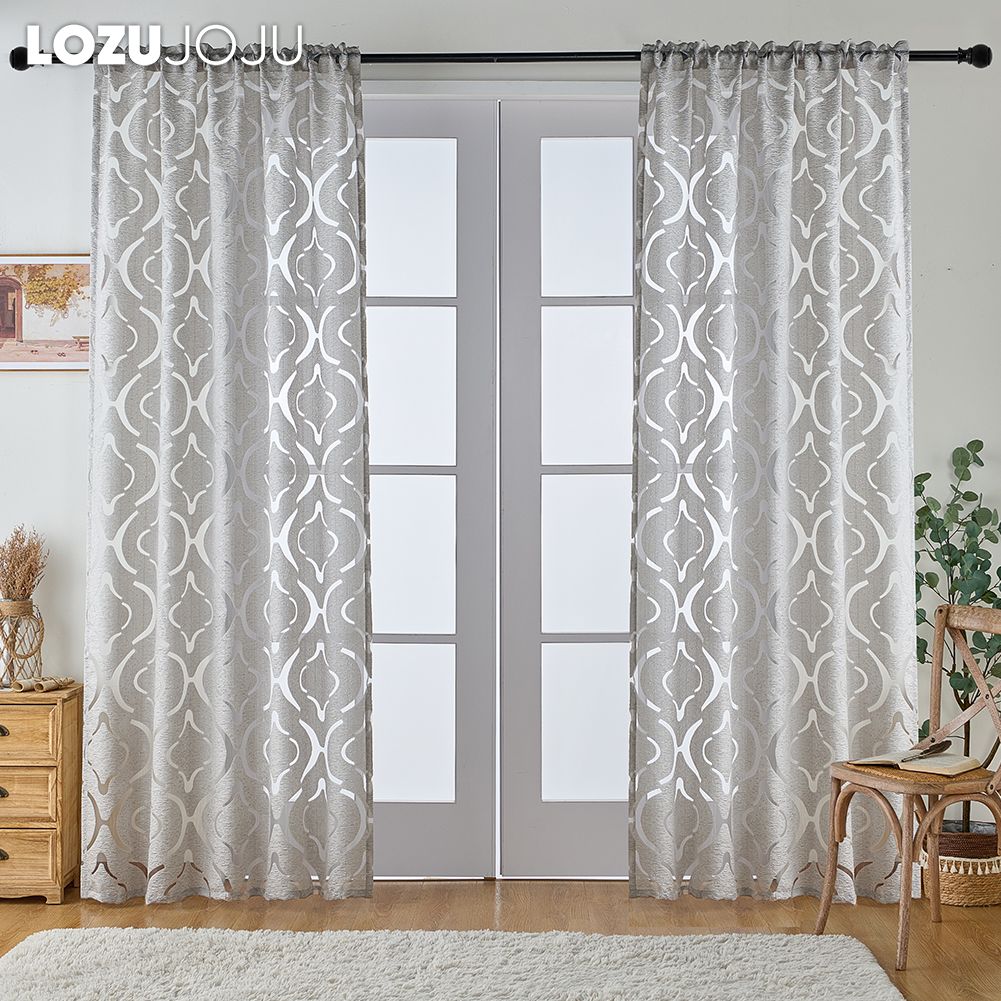 1 шт. LOZUJOJU 10% затемнение модный универсальный тюль персонализированный цветочный жаккард серый прозрачный занавес для кухни гостиная спальня окно домашний декор