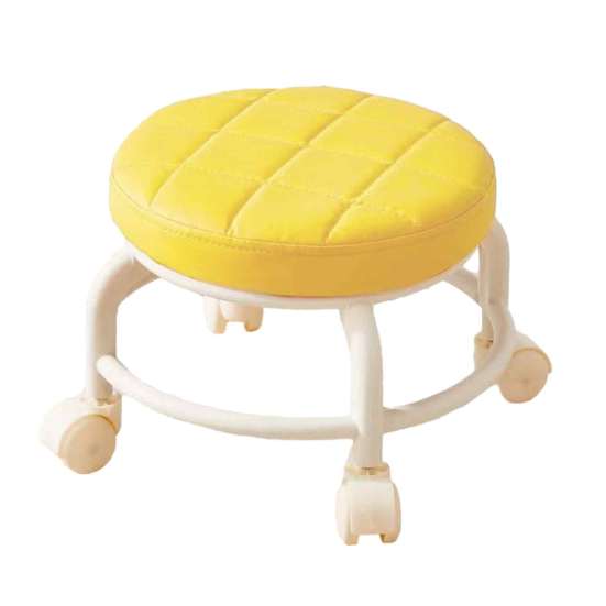 Низкий стул на колесиках с поворотными на 360 градусов колесами, подушка из искусственной кожи, сиденье на роликах