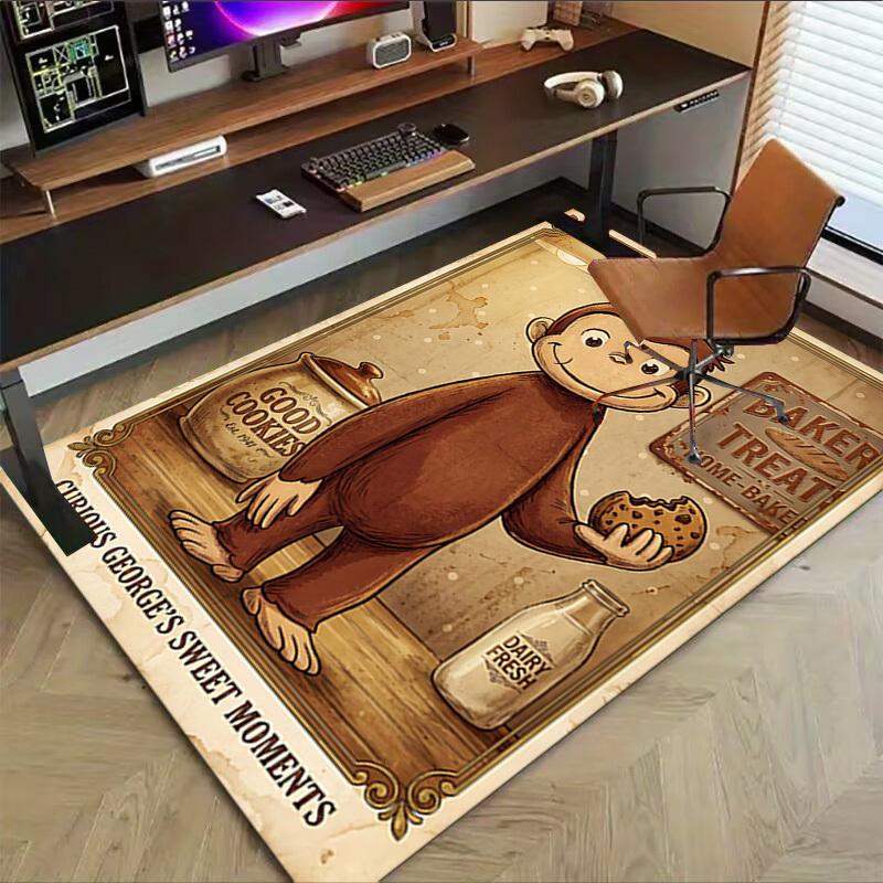 1PC Curious George Cookie Non-Slip Floor Carpet Compatible for Office&Living Room&Bedroom&Dining room - Soft & Pattern-G0384