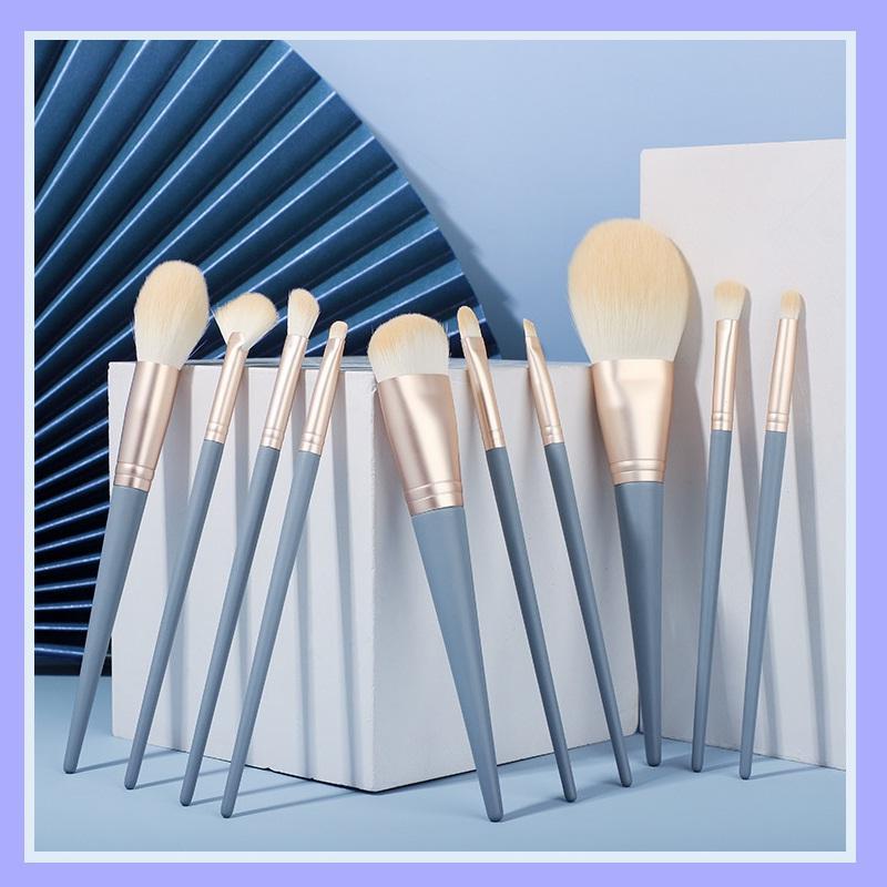 10 Makeup Brush Set Soft Fur Skin Full Makeup Tools Concealer Foundation Cream Whitewash Eyeshadow Brush Lip Brush Non-sticking Powder Dry and Wet