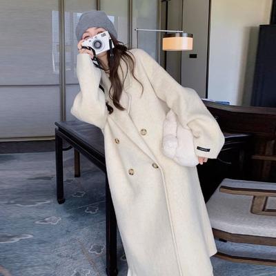 Модные свободные шерстяные женские куртки осень-зима новое пальто и пальто до колена