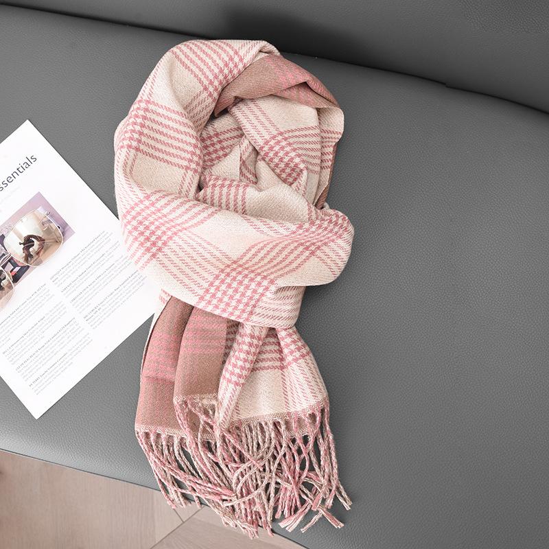 Line Scarf Women'S Winter Neck Protection Scarf Student Premium Warm Shawl