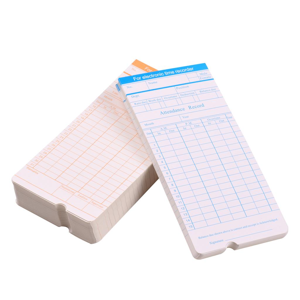 90pcs Pack Time Cards Timecards Monthly 2 sided 18 * 8.4cm for Employee Attendance Time Clock Recorder