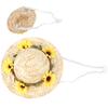 Pet Sombrero Hat Mini Straw Hat Pets Birthday Party Hats with Flowers for Small and Medium Dogs CatsYellow Flowers S