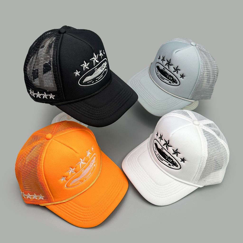 Cruise Ship Pattern Mesh Baseball Cap Summer Five-Star Breathable Sun Hat for Men Women Outdoor Beach Sun Protection Trucker Hat