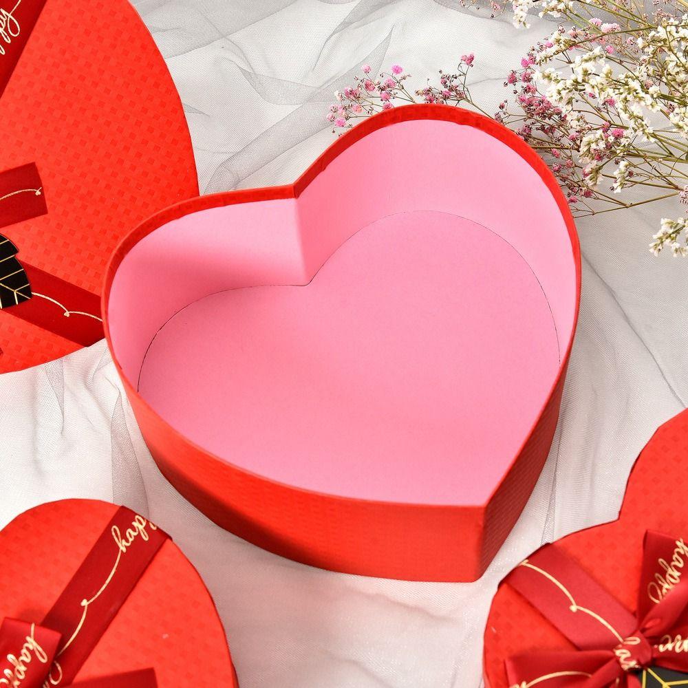 Красная Упаковочная Бумажная Коробка Бант Шелковая Лента Коробки для Подарков Контейнер для Хранения Подарков День Святого Валентина