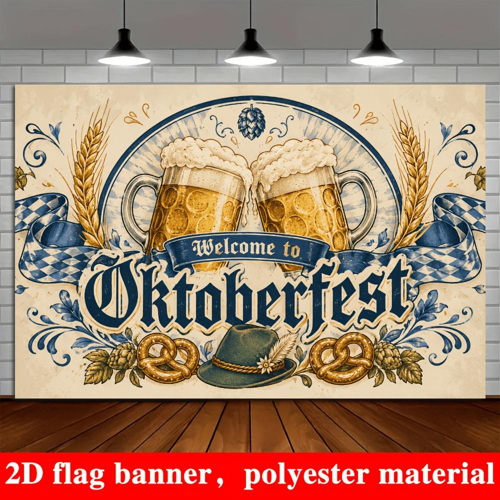 2D flat flags, Munich Beer Festival themed banner background, suitable for indoor and outdoor beer festival events