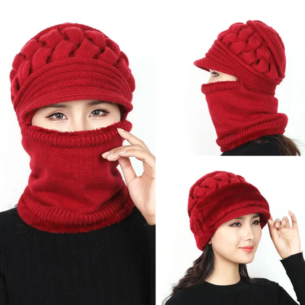 Winter Hat One-piece Beanies Hats Winter Beanies For Men Women Wool Scarf Caps Balaclava Mask  Bonnet Knitted Hat