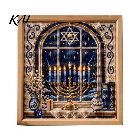 Creative Hobby Set DIY Hanukkah Pearl Art Kit, 3D Mosaic Bead Craft Set, Diy Kit for Adults Ritual Activity Making Traditional Holiday Home