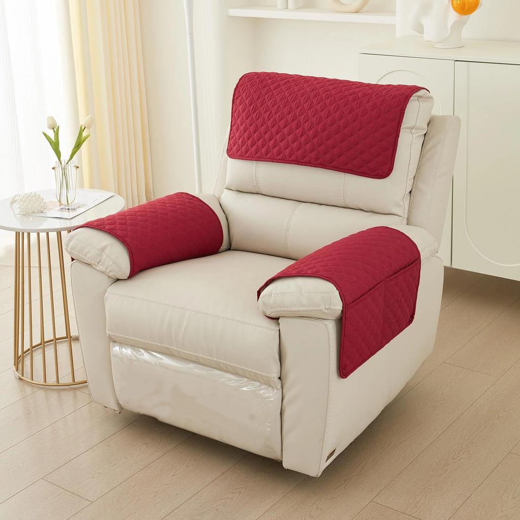 Sofa Armrest Towel Set 3 Pieces With Storage Pocket For Couch Chair Cushion Headrest And Armrest Cover Comfortable Soft Fabric Home Decor