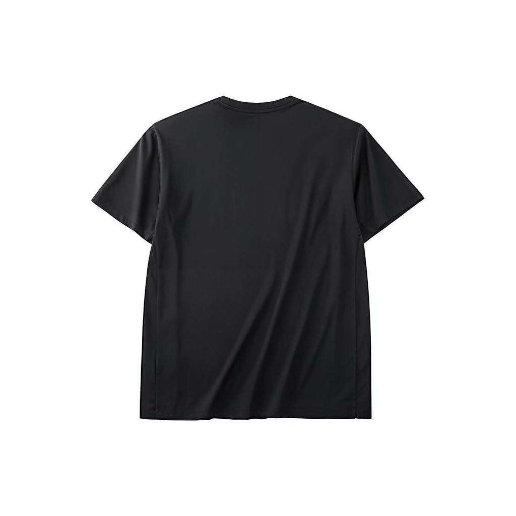 Anta All-Weather Series Solid Color Letter Print Round Neck Casual National Flag Short Sleeve T-Shirt Men Tops Black 152220115-1