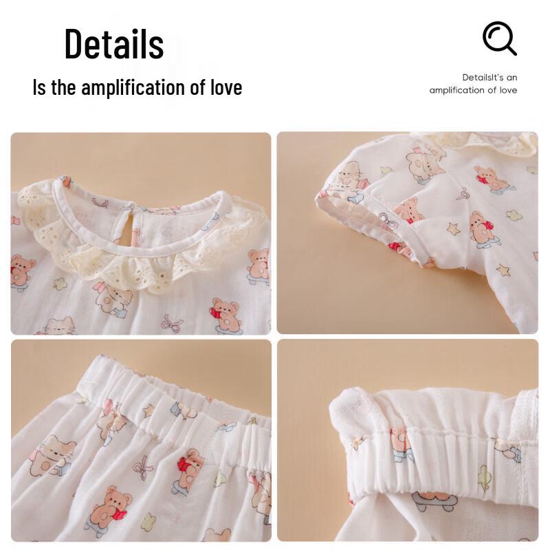 MS.PUALA Summer Baby Girl's Cotton Homewear Set