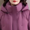 Snowflying Women's Mid-length Hooded Duck Down Jacket