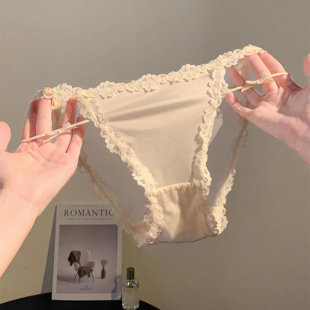 Низко посаженное французское атласное кружевное белье фиолетового цвета таро с дышащей хлопковой ластовицей и кольцами для ног