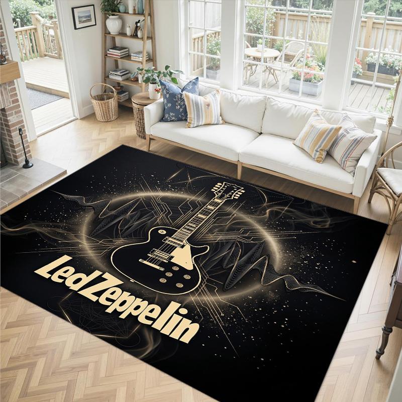 Led Zeppelin Design Crystal Velvet Carpet Cozy Non?Slip Printed Rug For Bedroom Living Room Entrance
