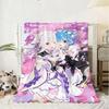 Anime ReZero Throw Kid-Friendly Flannel Throw Blanket Soft Warm Anti-Static Washable All Season